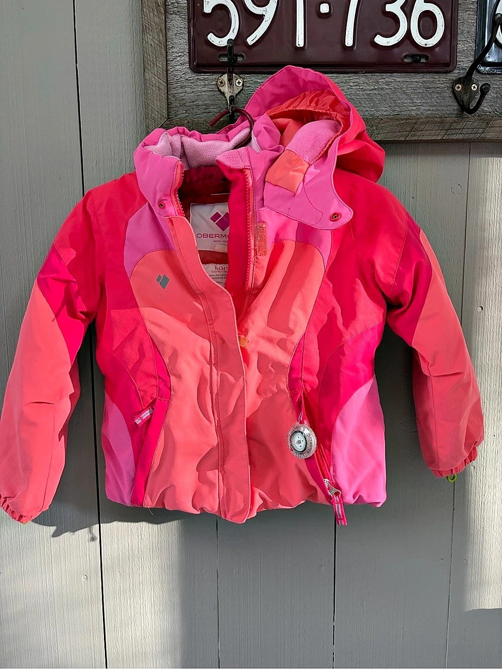 Obermeyer Kids Color Block Jacket in Pink Size 5